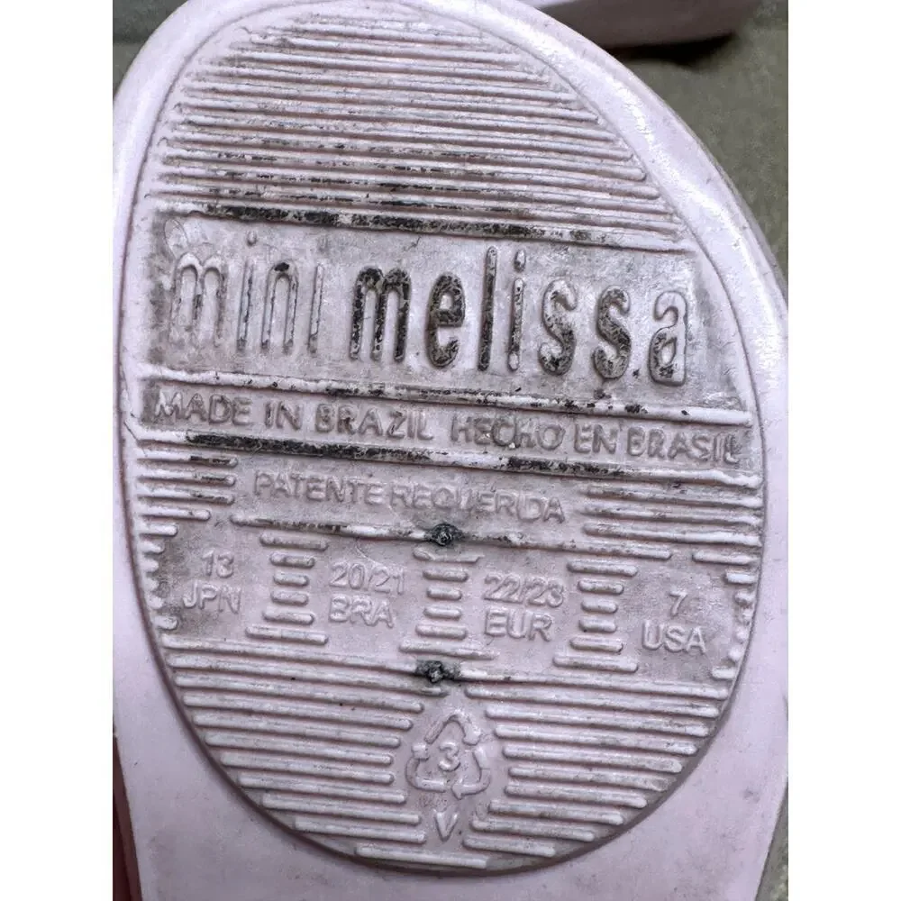Mini Melissa Pink Blue Mary Jane Rubber Ultragirl Bow Flat Toddler Size 7